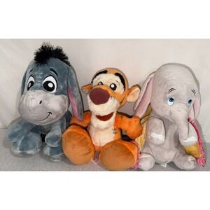 Disney Pooh & Friends Eeyore & Tiger & Disney Babies Dumbo Plush Stuffed Animals